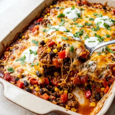 Cheesy Taco Bake Casserole finished recipe