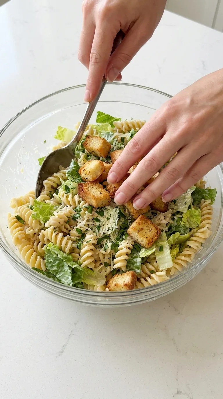 Creamy Caesar Salad Pasta step 10