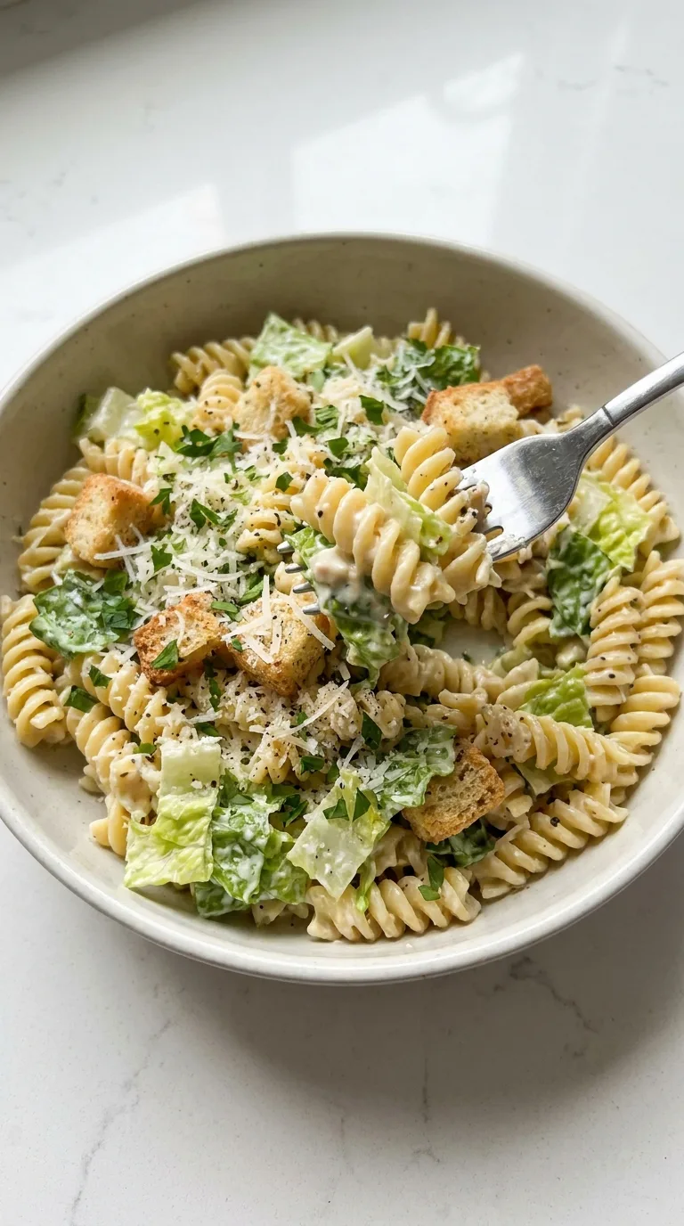 Creamy Caesar Salad Pasta step Final