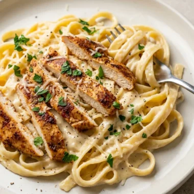 Creamy Cajun Chicken Alfredo finished recipe