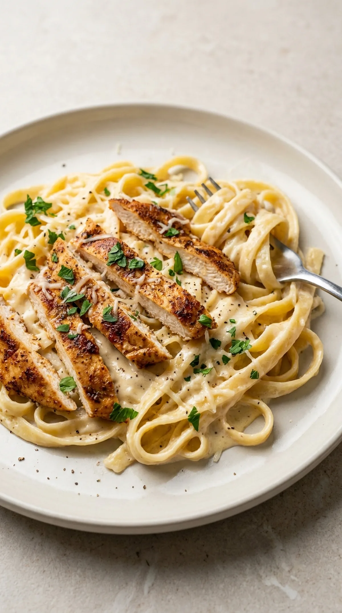 Creamy Cajun Chicken Alfredo finished recipe