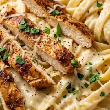 Creamy Cajun Chicken Alfredo finished recipe