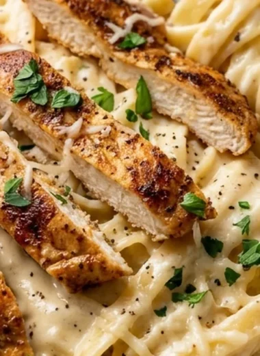 Creamy Cajun Chicken Alfredo finished recipe