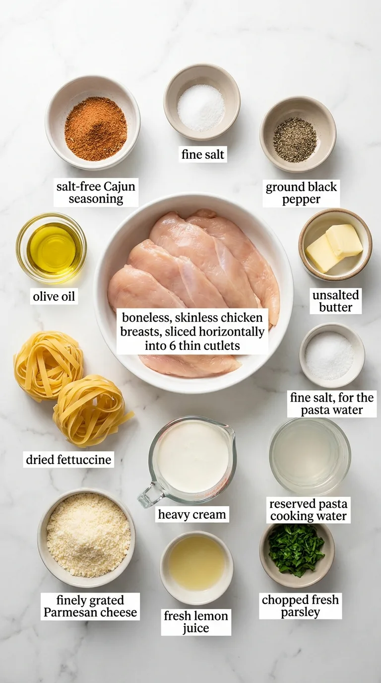 Creamy Cajun Chicken Alfredo ingredients