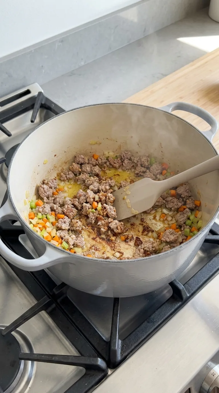 Creamy Parmesan Sausage Ditalini Soup step 1