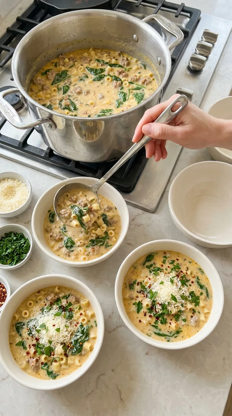 Creamy Parmesan Sausage Ditalini Soup step 15