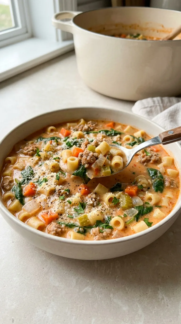 Creamy Parmesan Sausage Ditalini Soup step Final