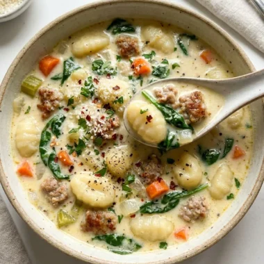 Creamy Sausage Gnocchi Soup finished recipe