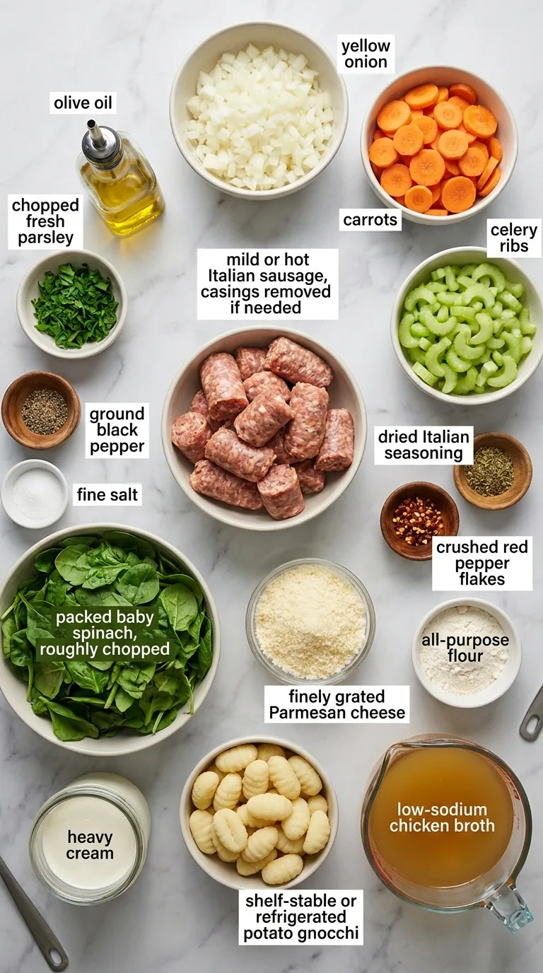 Creamy Sausage Gnocchi Soup - Preparation Phase