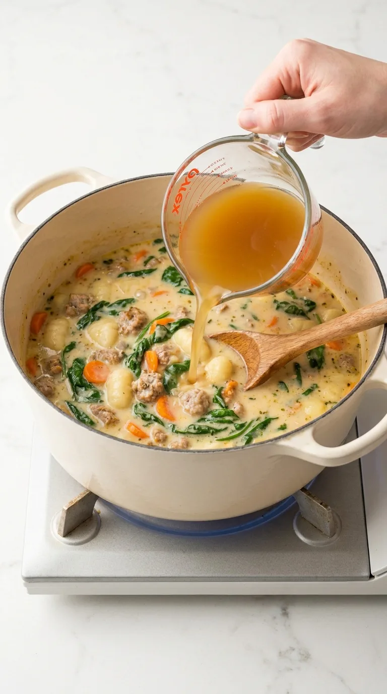 Creamy Sausage Gnocchi Soup - Process Step