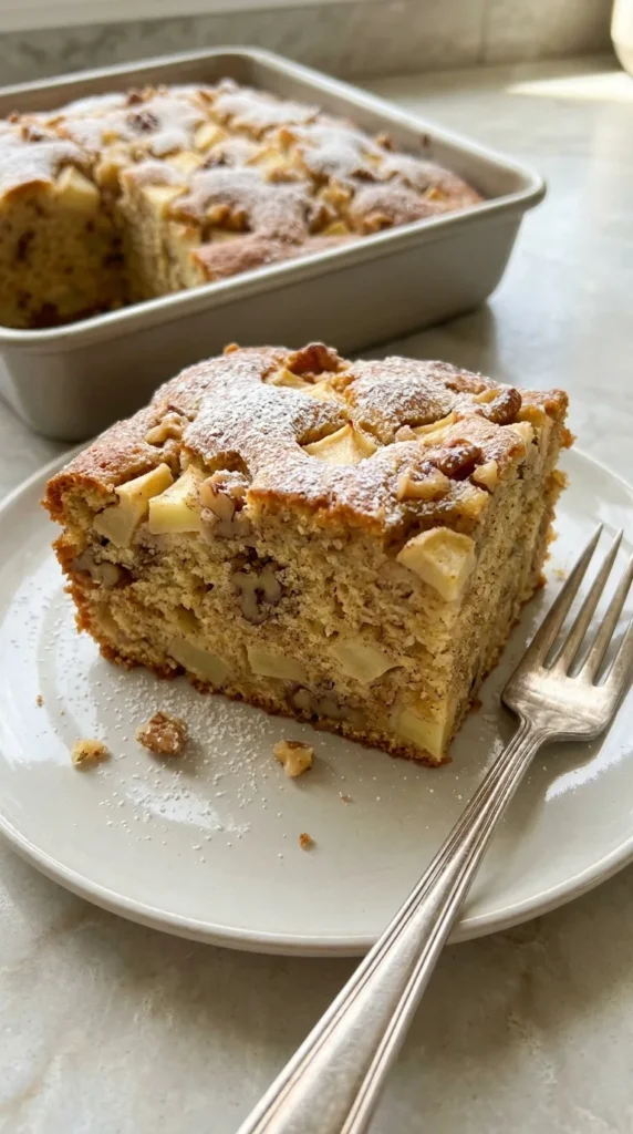 Fresh Apple Cake with Cinnamon and Walnuts full finished recipe