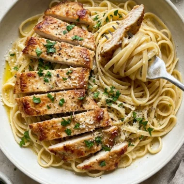 Garlic Butter Chicken Pasta finished recipe