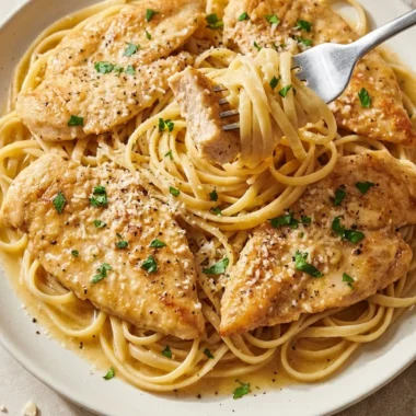 Garlic Butter Chicken Pasta finished recipe
