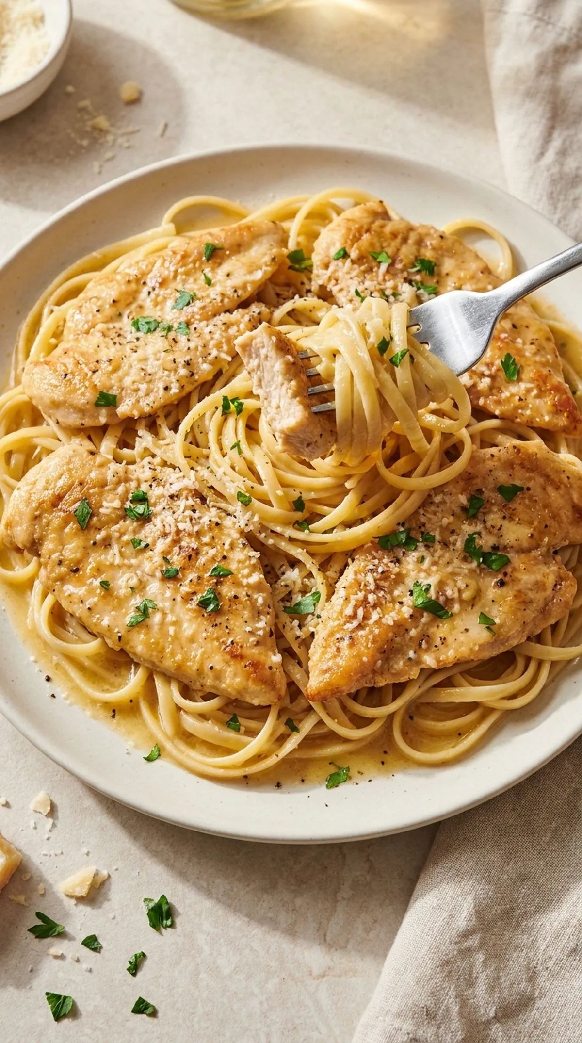 Garlic Butter Chicken Pasta finished recipe