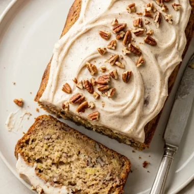 Hummingbird Bread with Cinnamon Cream Cheese Frosting finished recipe