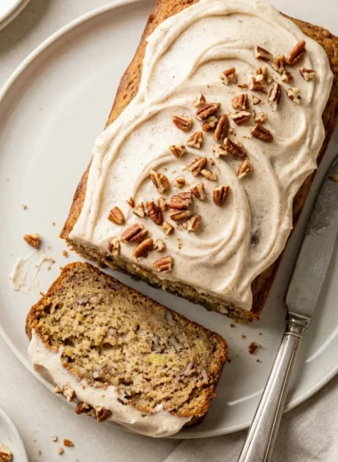 Hummingbird Bread with Cinnamon Cream Cheese Frosting finished recipe
