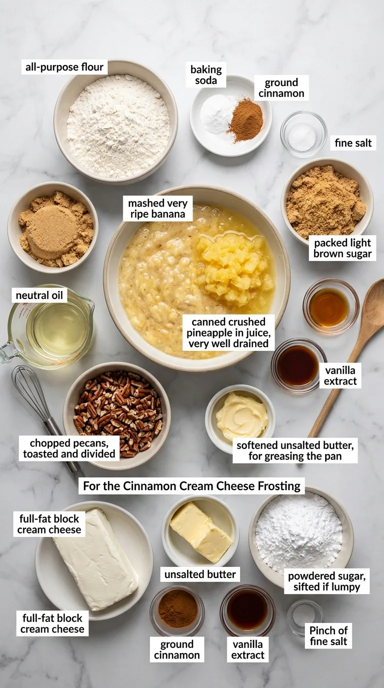 Hummingbird Bread with Cinnamon Cream Cheese Frosting ingredients