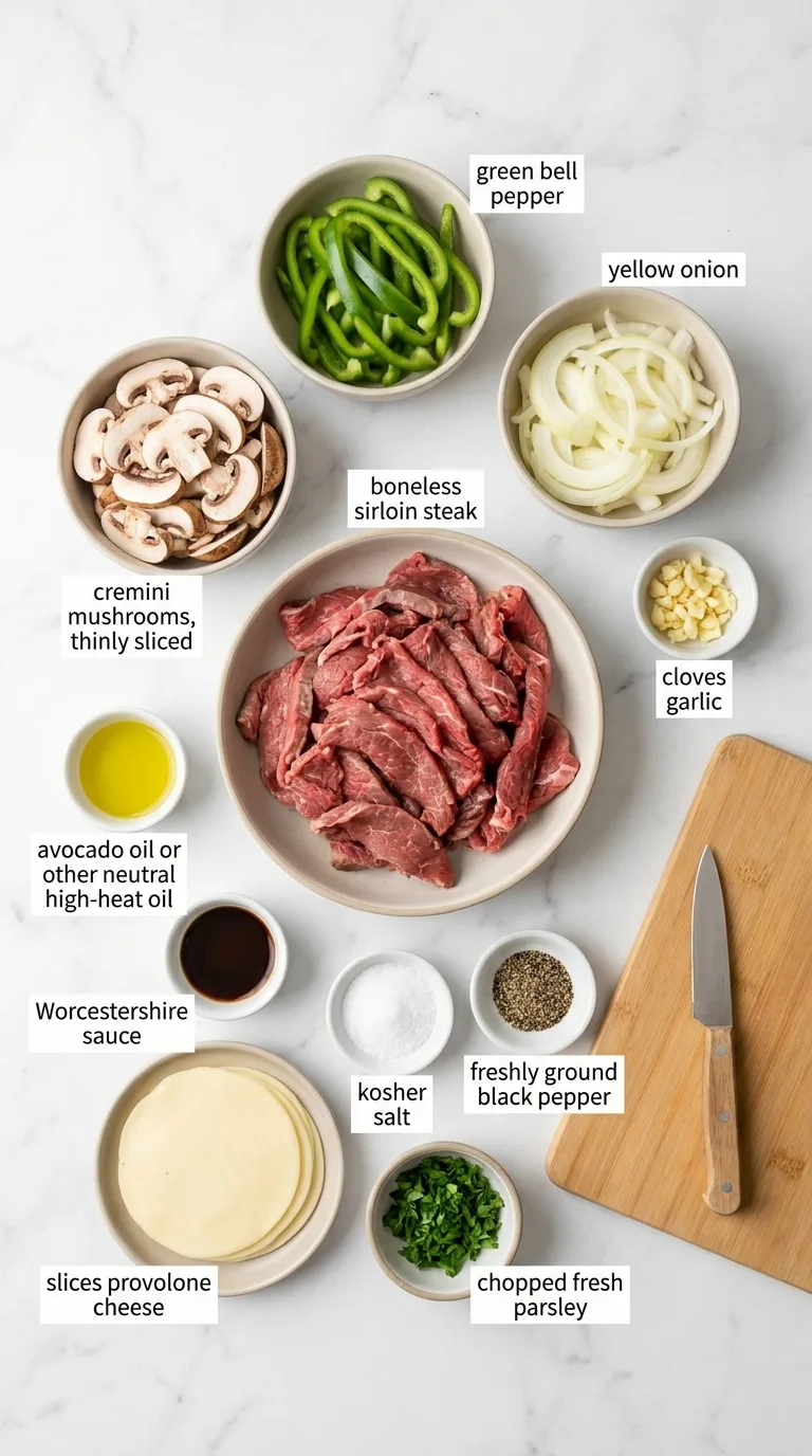 Keto Philly Cheesesteak Roll Ups ingredients