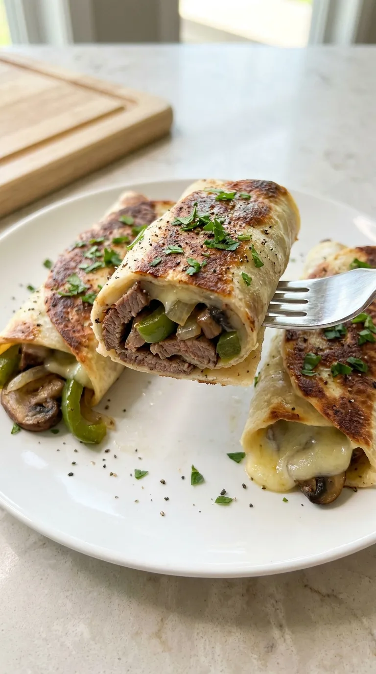 Keto Philly Cheesesteak Roll Ups final dish