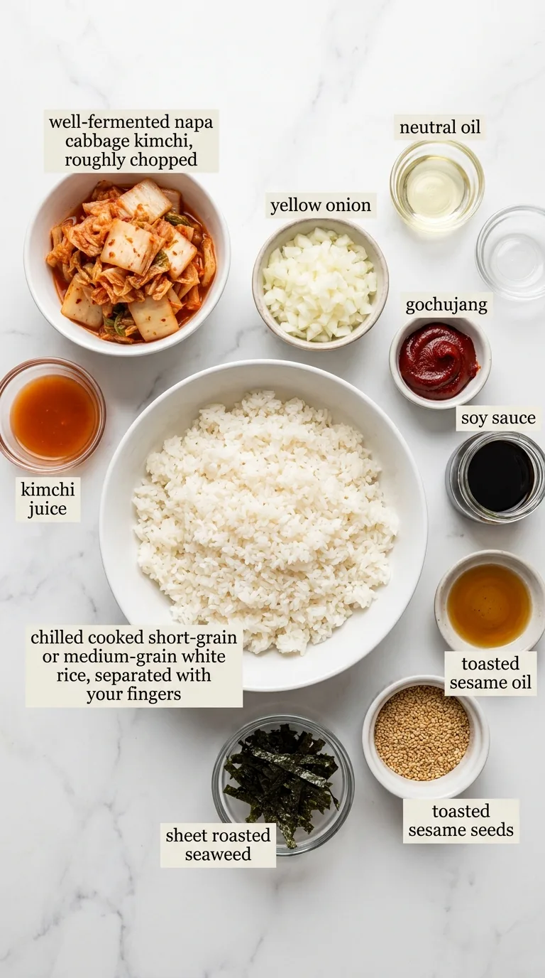 Kimchi Fried Rice with Fried Eggs ingredients