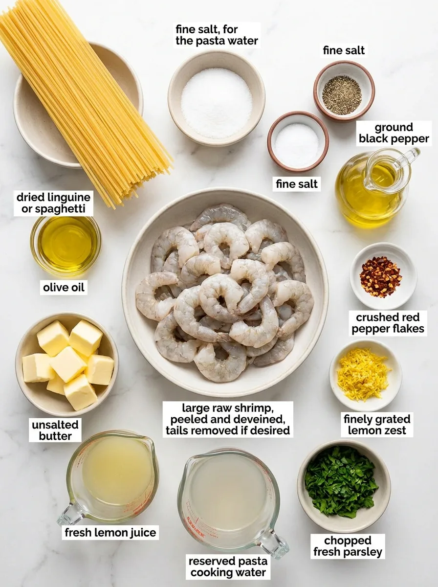 Lemon Butter Garlic Shrimp Pasta ingredients
