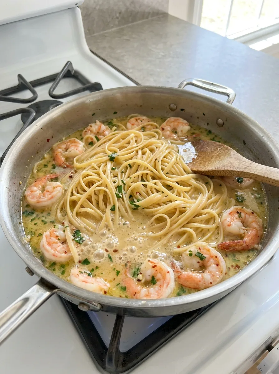 Lemon Butter Garlic Shrimp Pasta step 10