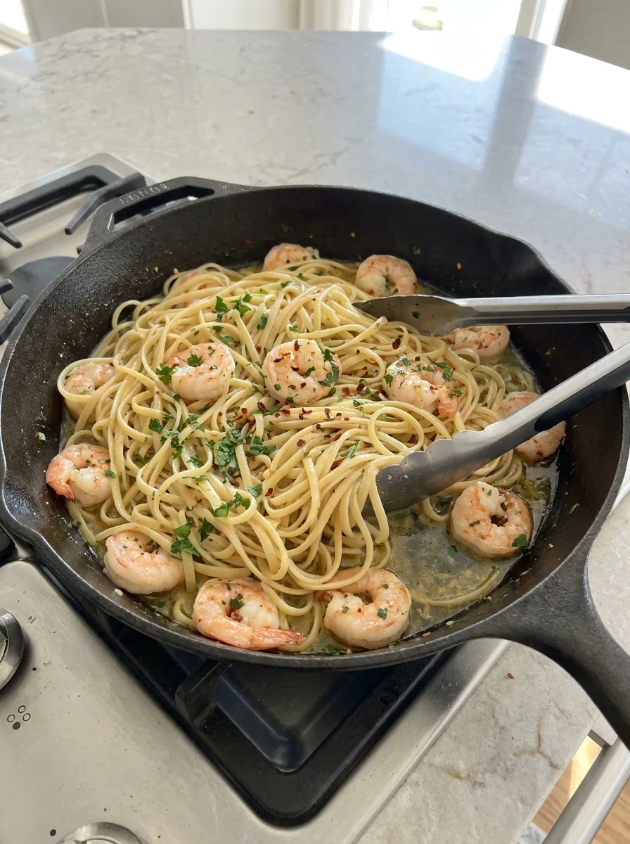 Lemon Butter Garlic Shrimp Pasta step 14