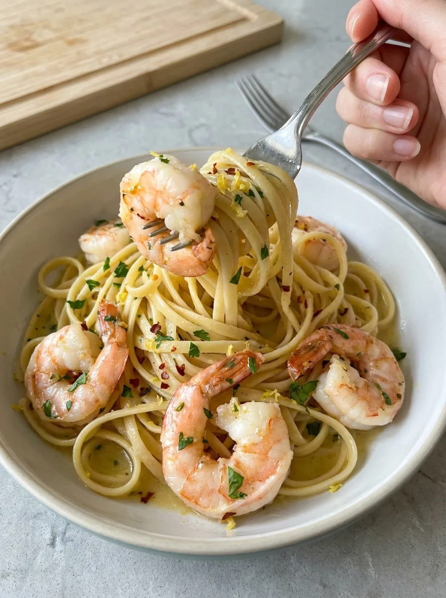Lemon Butter Garlic Shrimp Pasta step Final