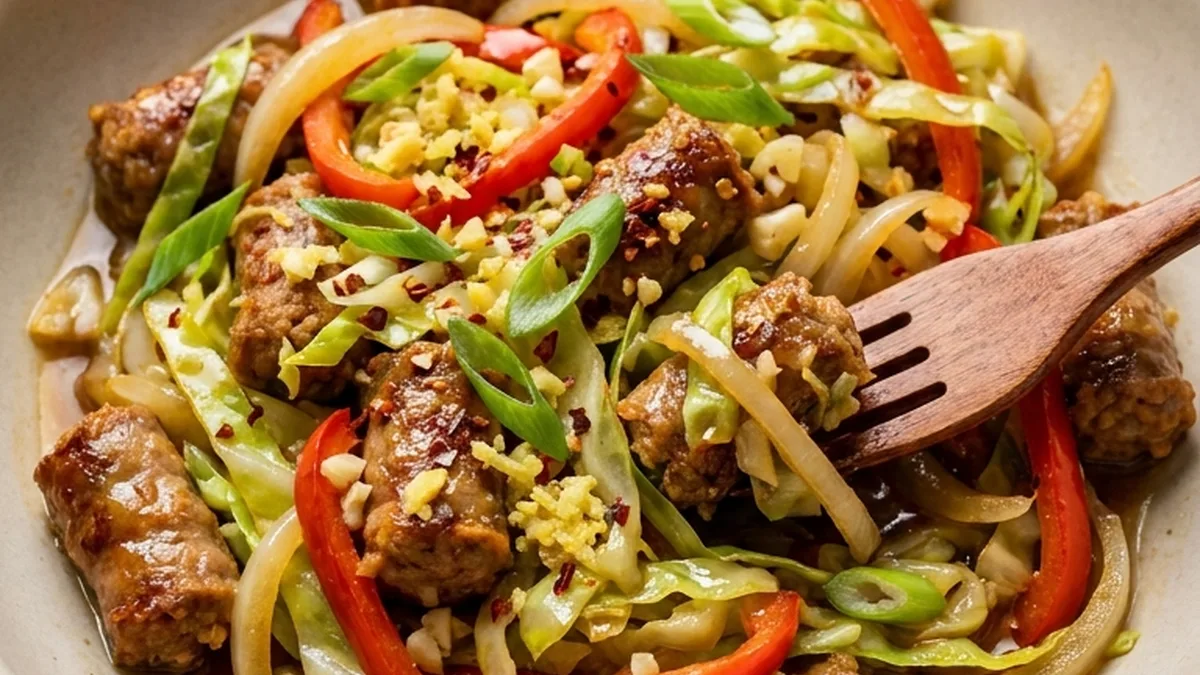 Sausage and Cabbage Stir Fry finished recipe