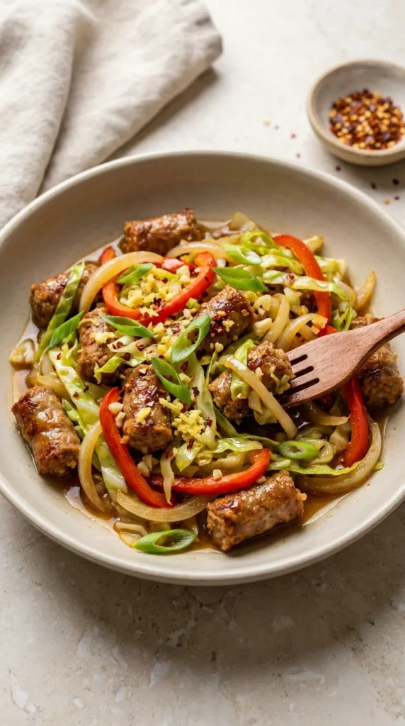 Sausage and Cabbage Stir Fry full finished recipe
