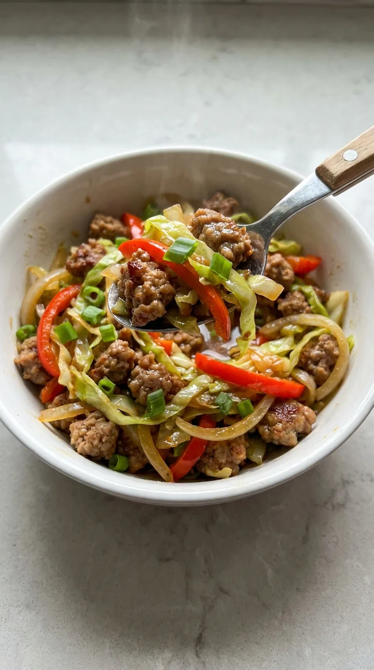Sausage and Cabbage Stir Fry final dish