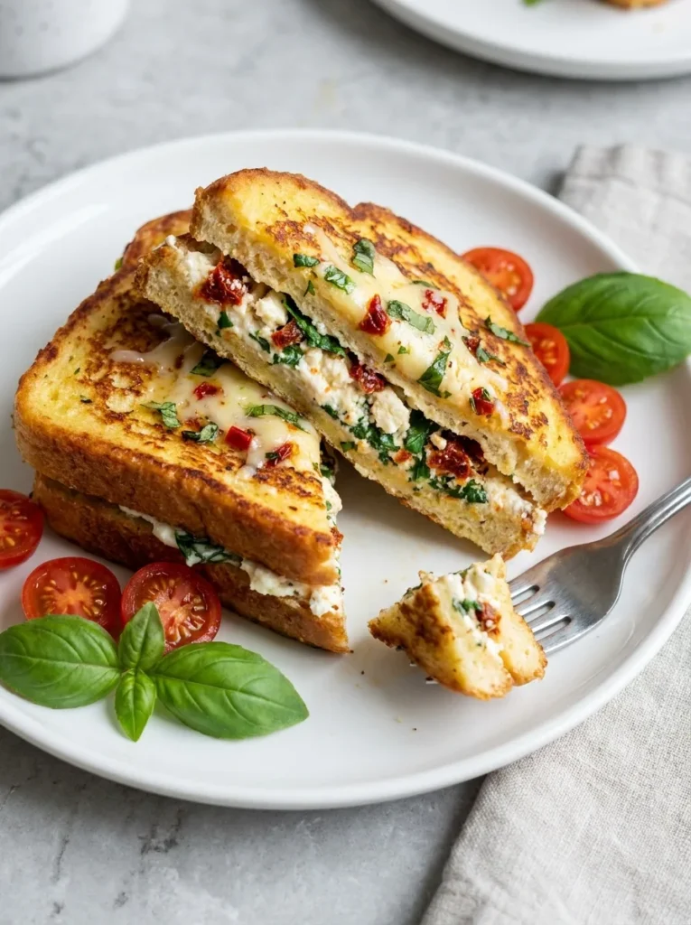 Sun-Dried Tomato and Feta Stuffed French Toast full finished recipe