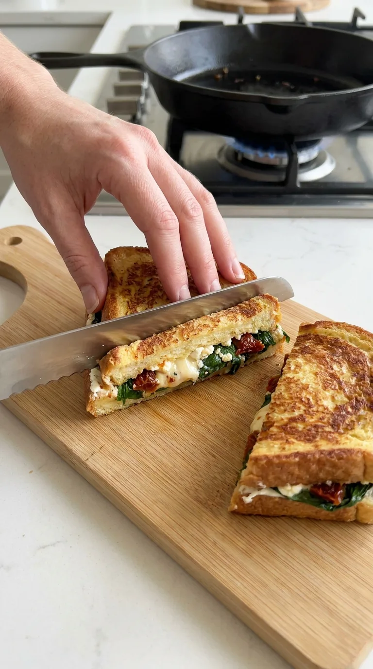 Sun-Dried Tomato and Feta Stuffed French Toast step 12