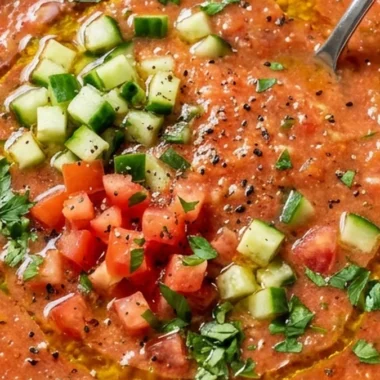 Tomato Cucumber Gazpacho finished recipe