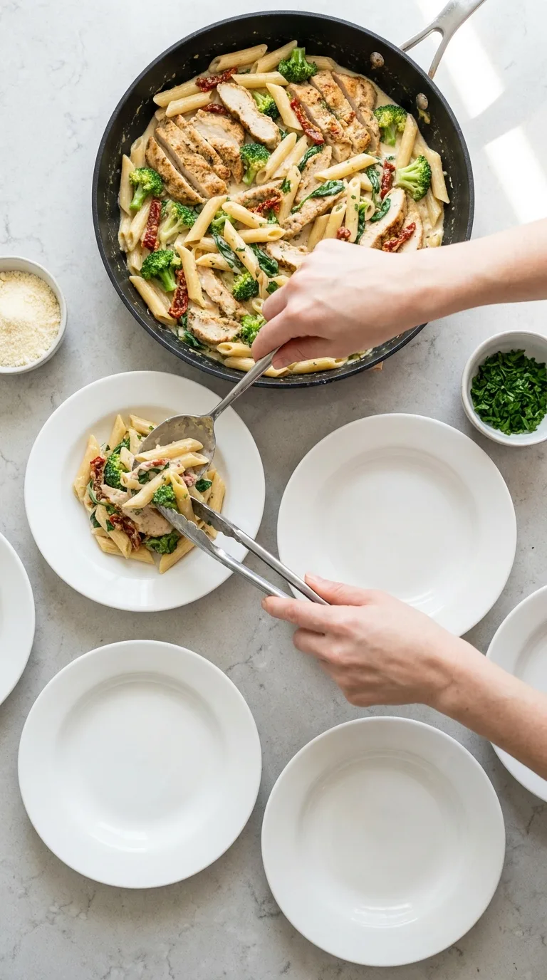 Tuscan Chicken with Creamy Broccoli Alfredo Penne step 18