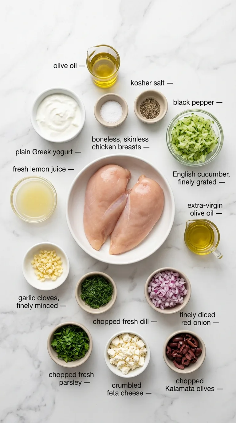 Greek Tzatziki Chicken Salad ingredients