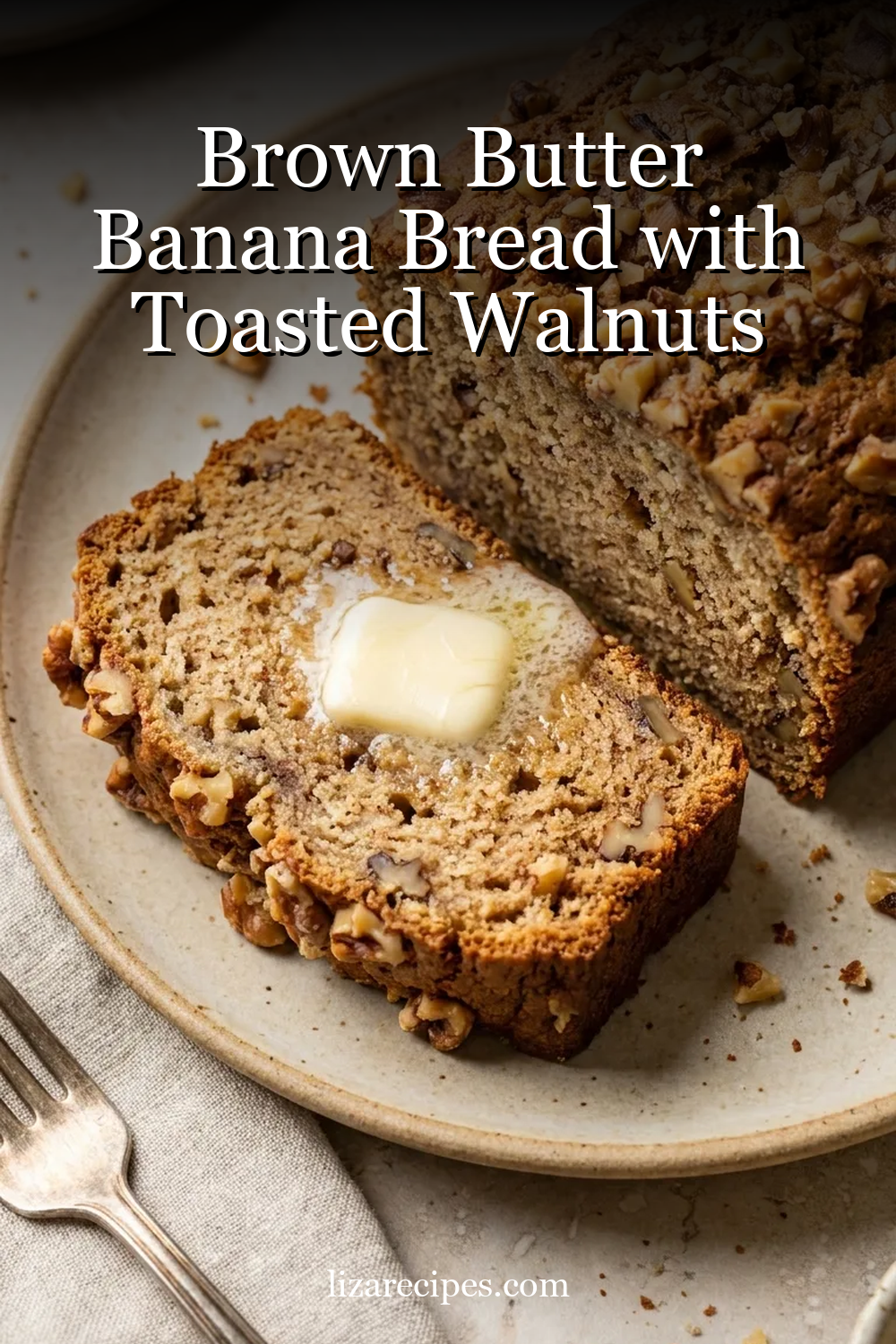 Brown Butter Banana Bread with Toasted Walnuts
