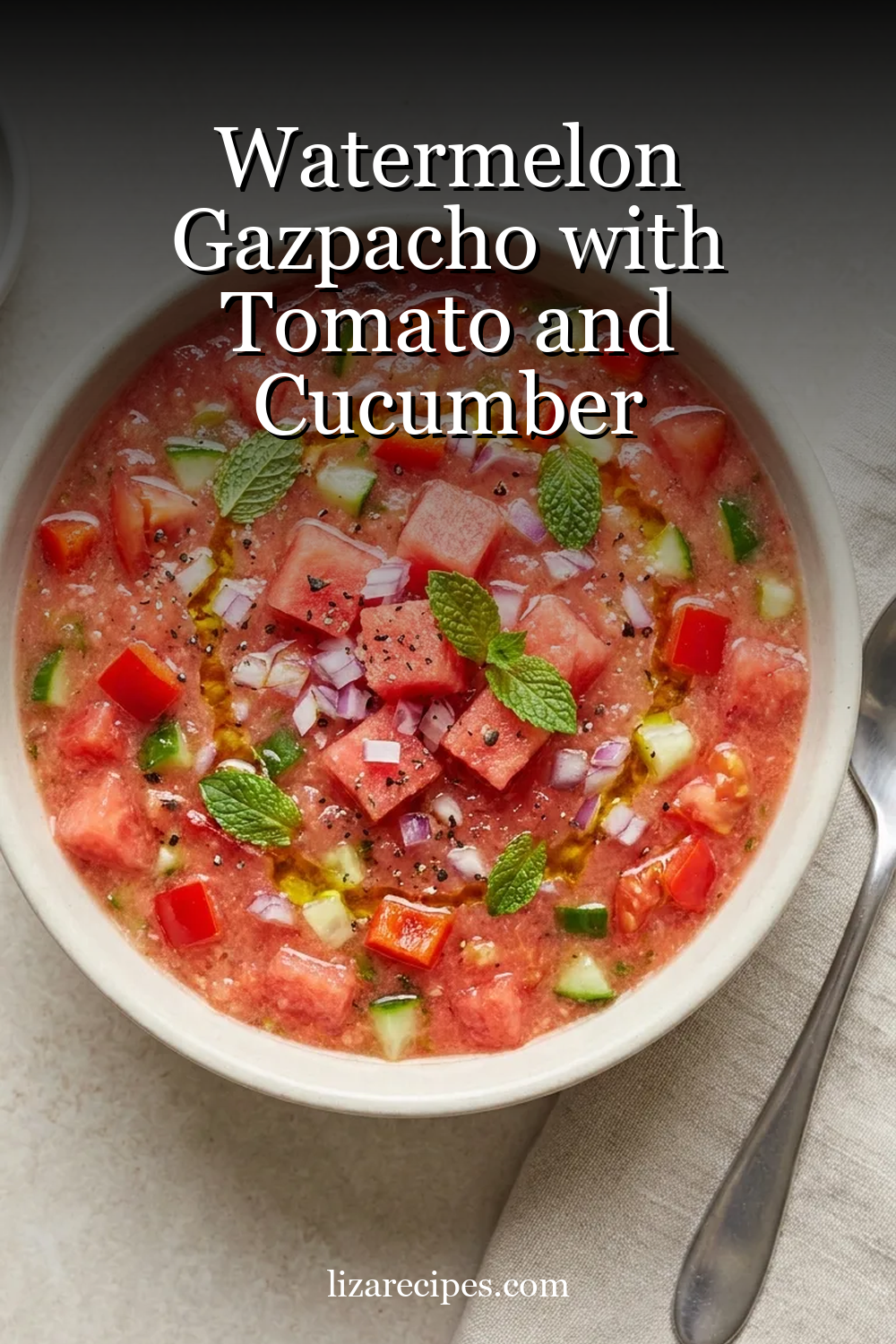 Watermelon Gazpacho with Tomato and Cucumber