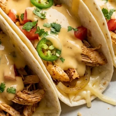 Queso Chicken Tacos finished recipe