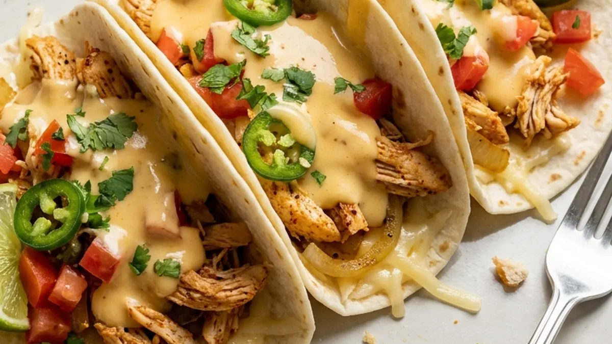 Queso Chicken Tacos finished recipe