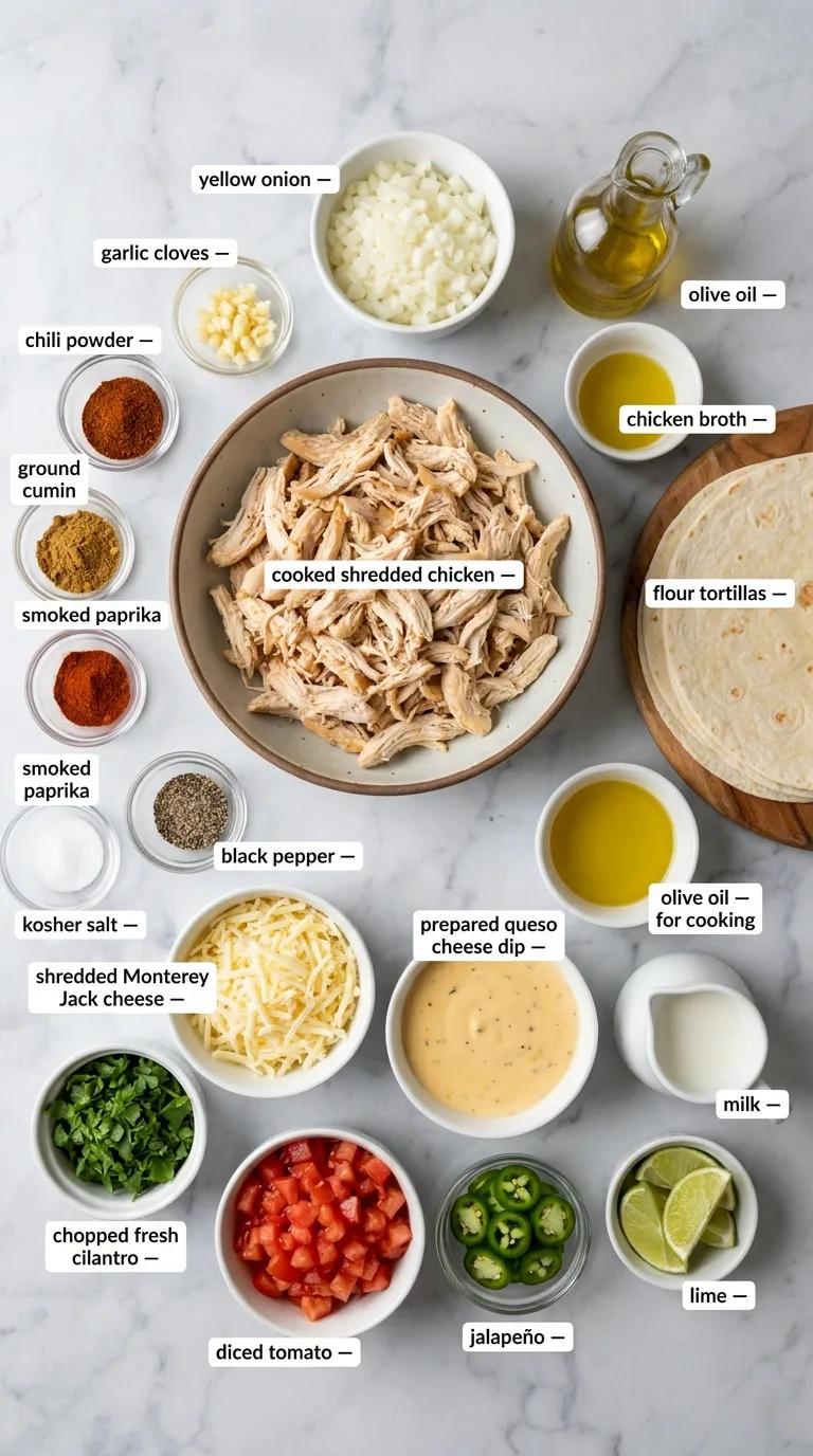 Queso Chicken Tacos ingredients