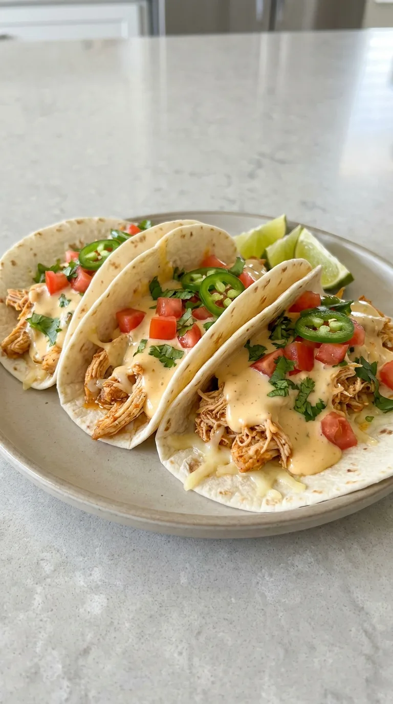 Queso Chicken Tacos final dish