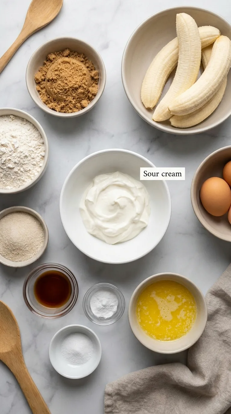 Sour Cream Banana Bread ingredients