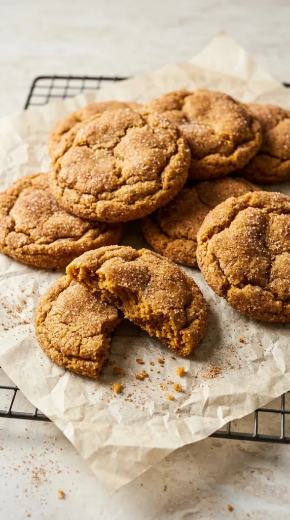 Brown Butter Pumpkin Snickerdoodle Cookies full finished recipe