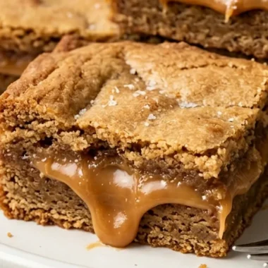 Caramel Cookie Bars finished recipe