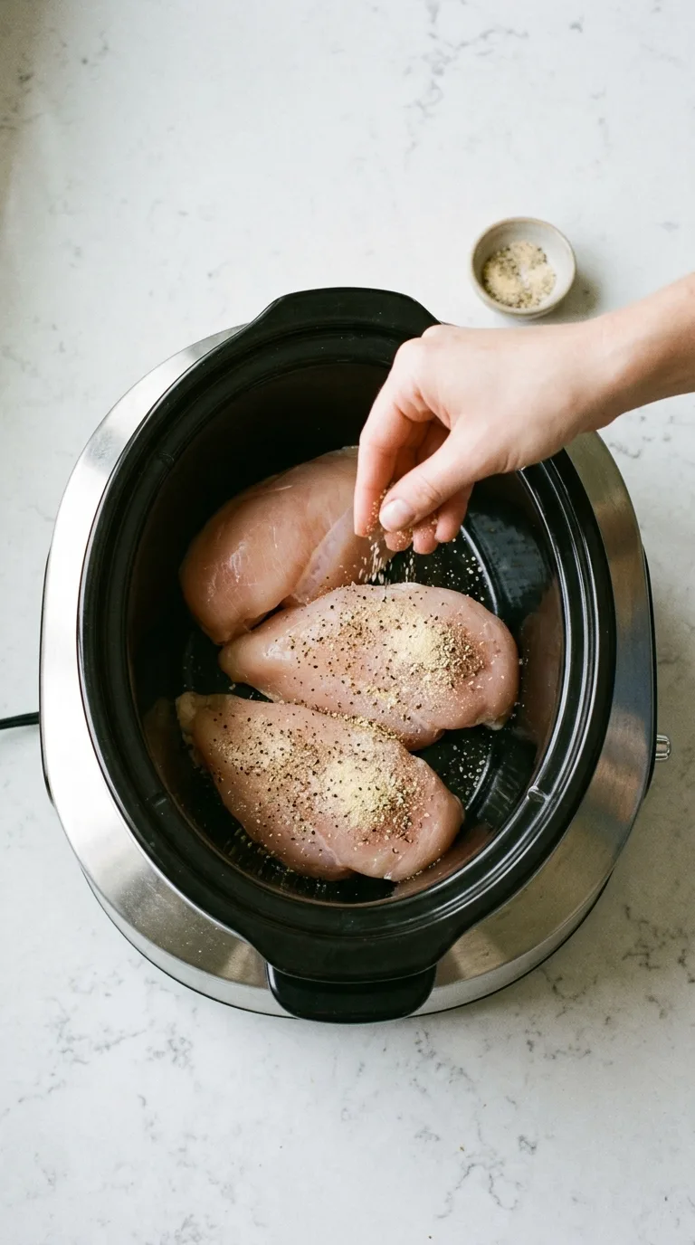 chicken in the crockpot step 10