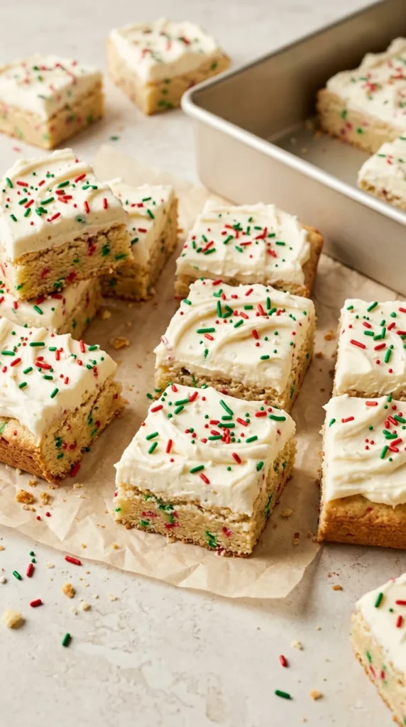 Christmas Sugar Cookie Bars full finished recipe