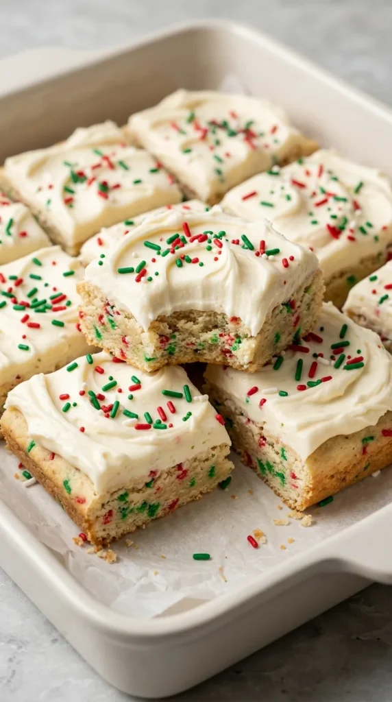 Christmas Sugar Cookie Bars full finished recipe