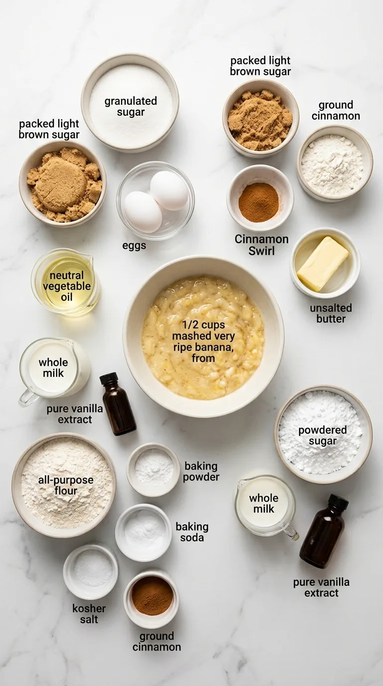 Cinnamon Roll Banana Bread with Cream Cheese Glaze ingredients