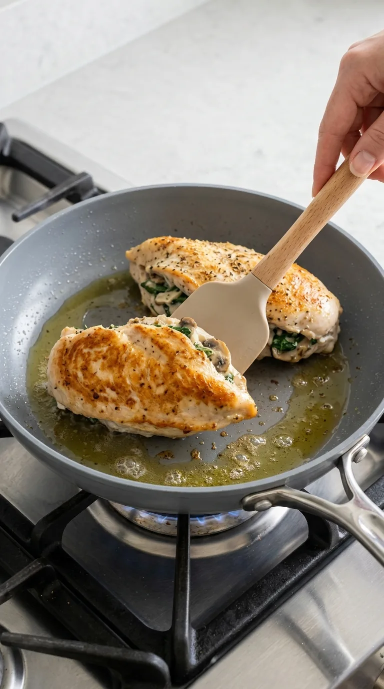 Creamy Mushroom and Spinach Stuffed Chicken step 7